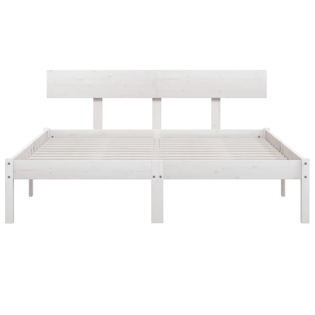 sengeramme 140x200 cm massivt fyrretræ hvid