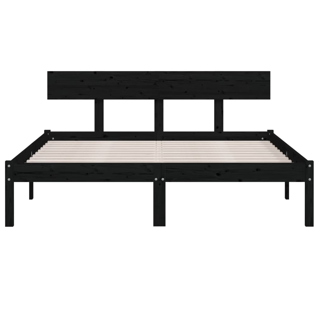 sengeramme 140x200 cm massivt fyrretræ sort