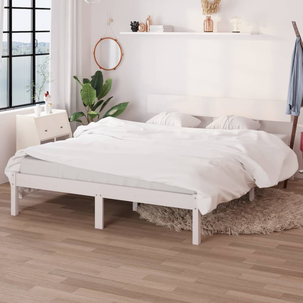 sengeramme 150x200 cm King Size massivt fyrretræ hvid
