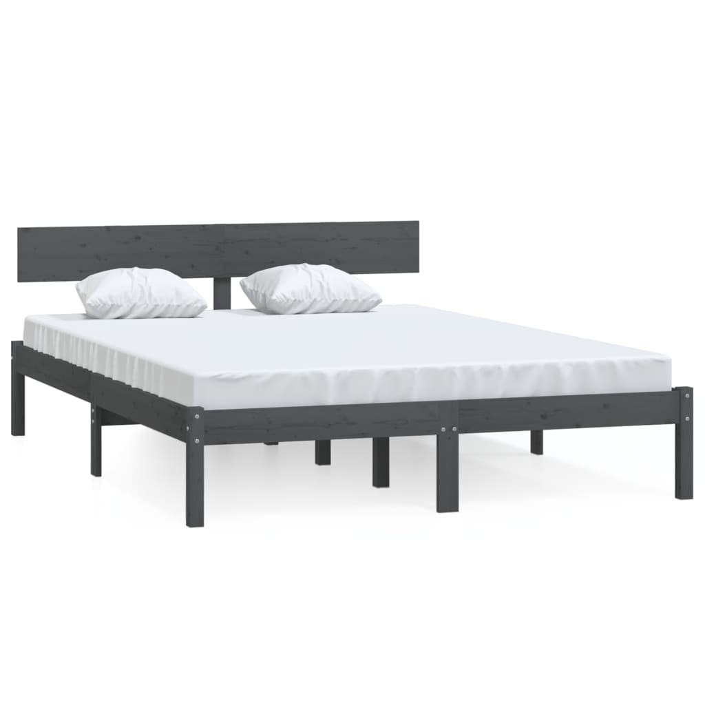 sengeramme 150x200 cm King Size massivt fyrretræ grå