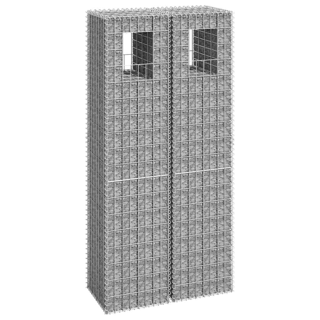 gabionkurve 2 stk. 40x40x180 cm jern billede
