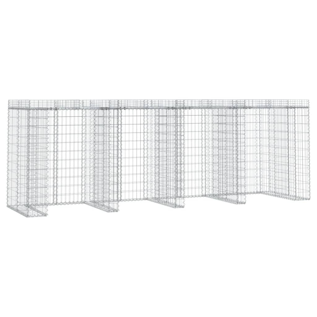 gabionvæg til skraldespand 350x91x120 cm galvaniseret jern