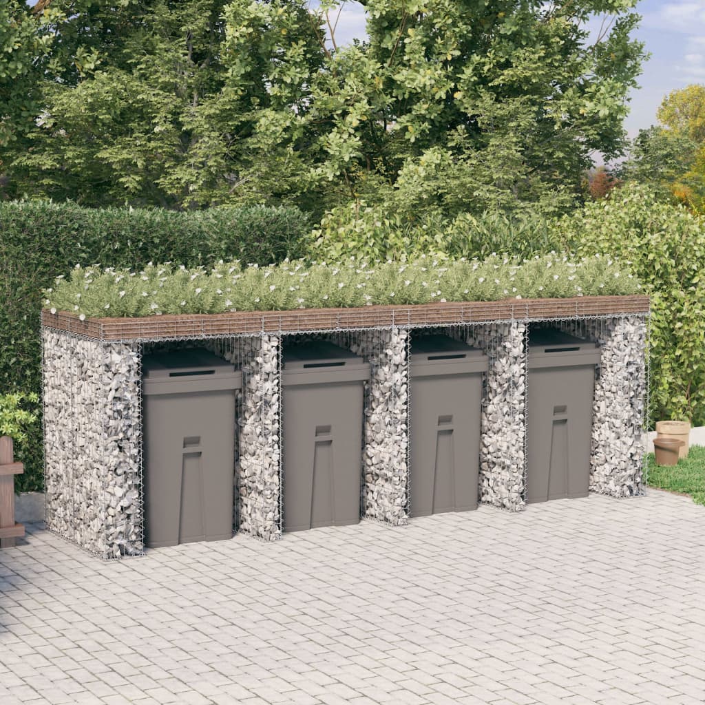 gabionvæg til skraldespand 350x91x120 cm galvaniseret jern