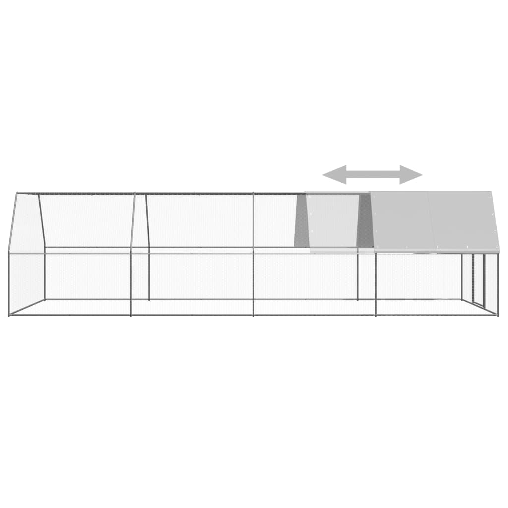 udendørs hønsegård 3x8x2 m galvaniseret stål