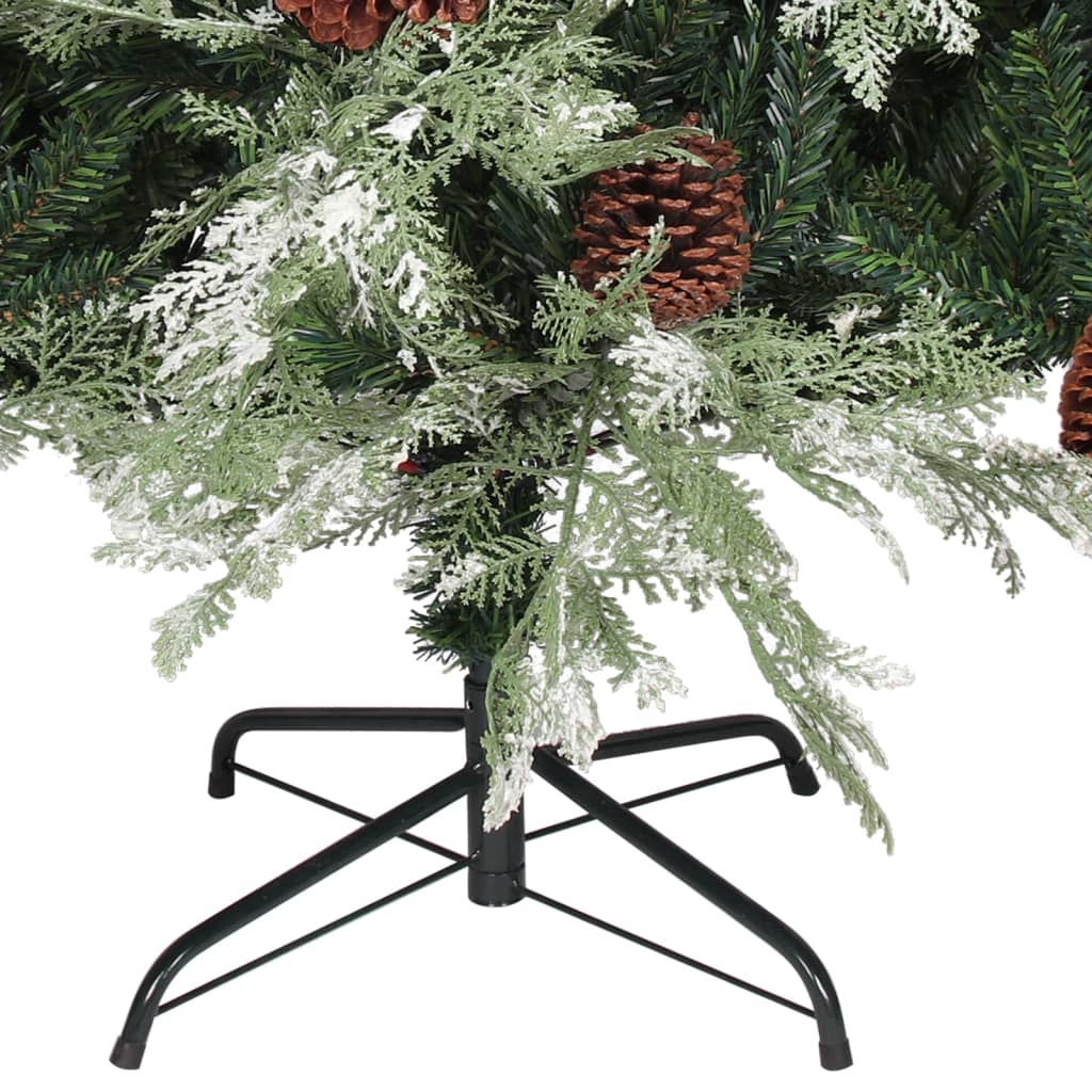 juletræ med grankogler 195 cm PVC & PE grøn og hvid