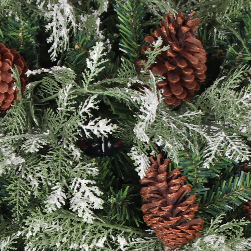 juletræ med grankogler og lys PVC og PE 195 cm grøn og hvid