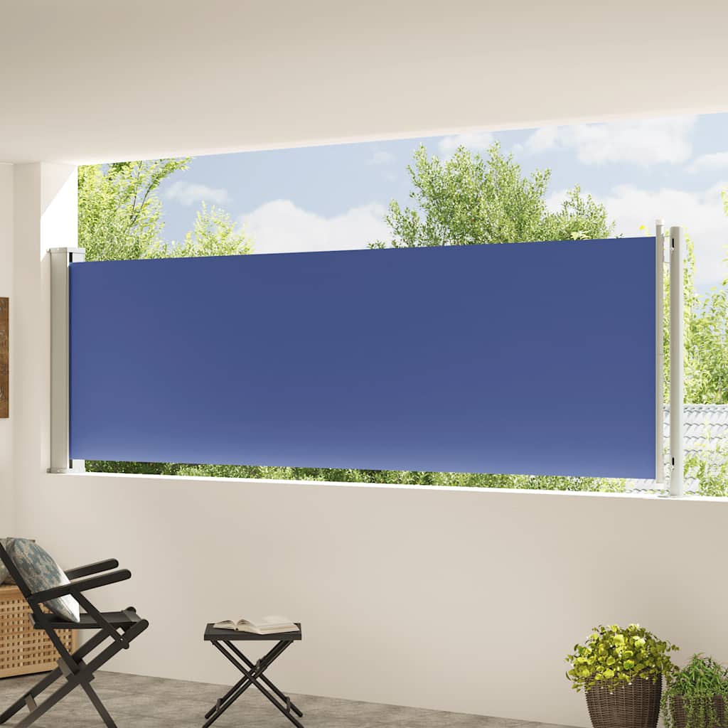 sammenrullelig sidemarkise til terrassen 117x614 cm blå