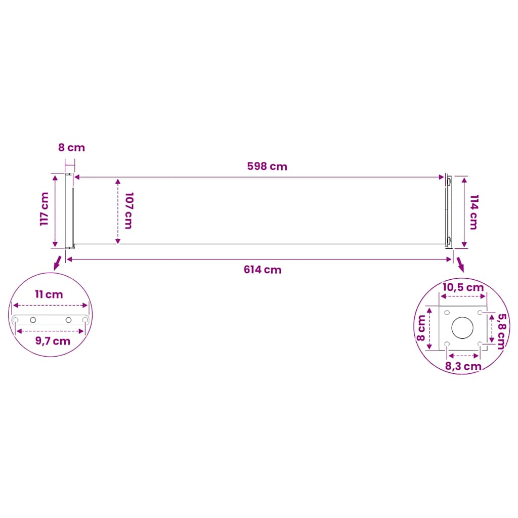 sammenrullelig sidemarkise til terrassen 117x614 cm blå