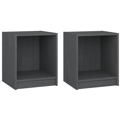 sengeborde 2 stk. 35,5x33,5x41,5 cm massivt fyrretræ sort grå
