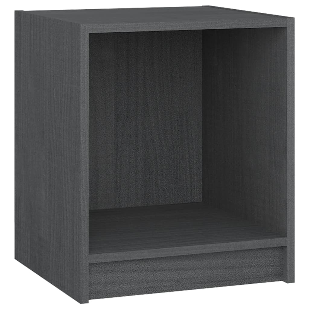 sengeborde 2 stk. 35,5x33,5x41,5 cm massivt fyrretræ sort grå