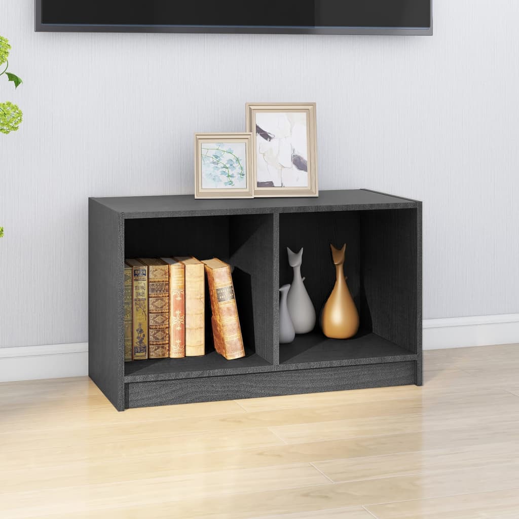 tv-bord 70x33x42 cm massivt fyrretræ grå