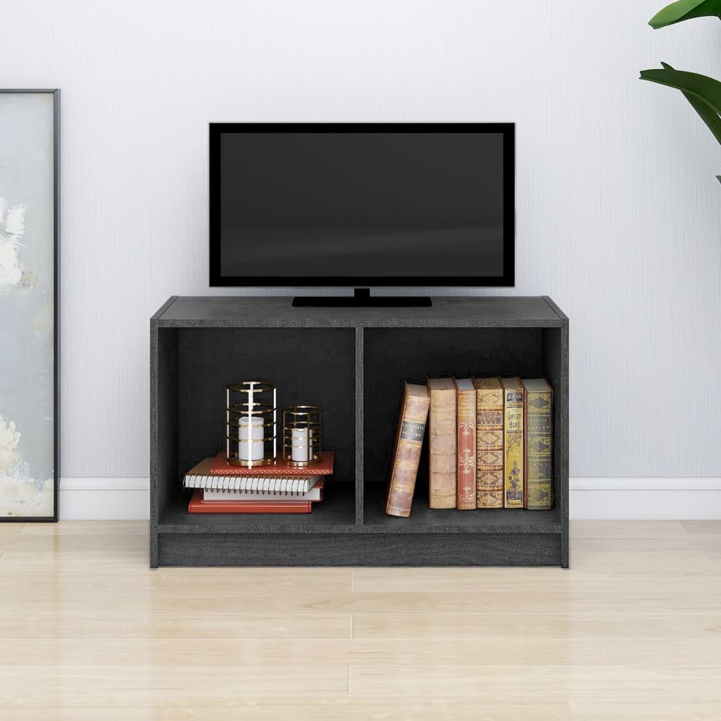 tv-bord 70x33x42 cm massivt fyrretræ grå