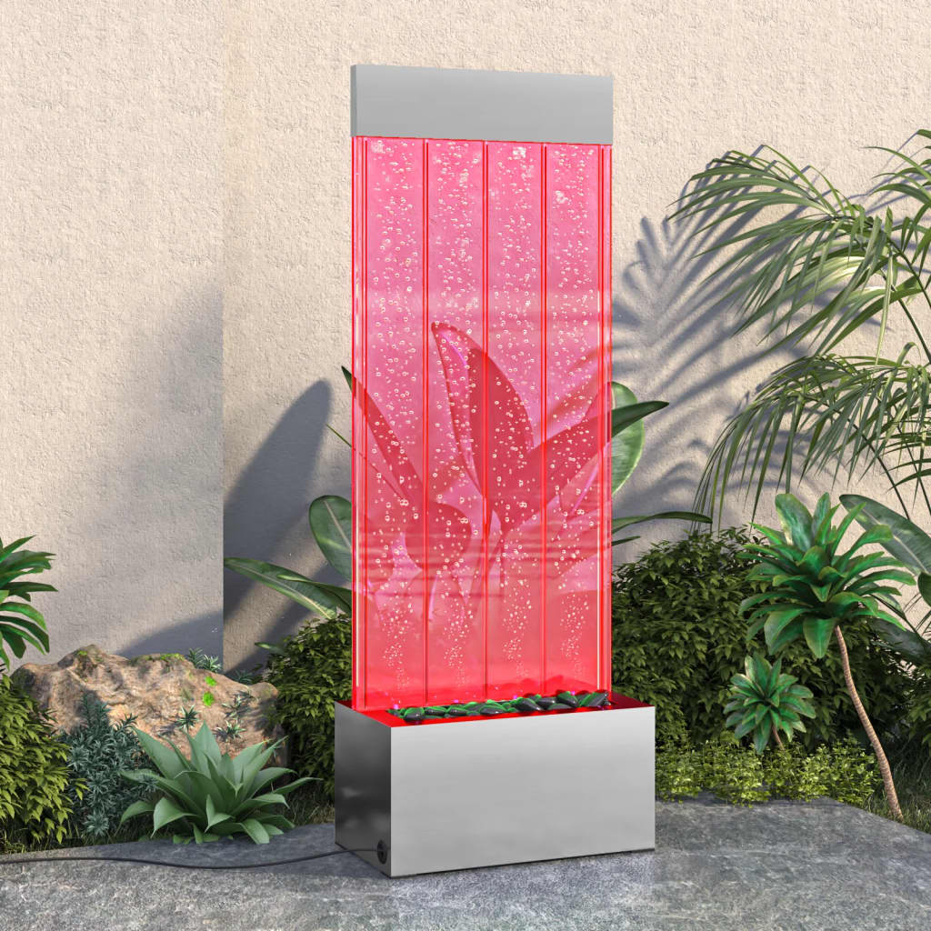 151400 vidaXL boblesøjle med RGB LED'er 110 cm rustfrit stål og akryl