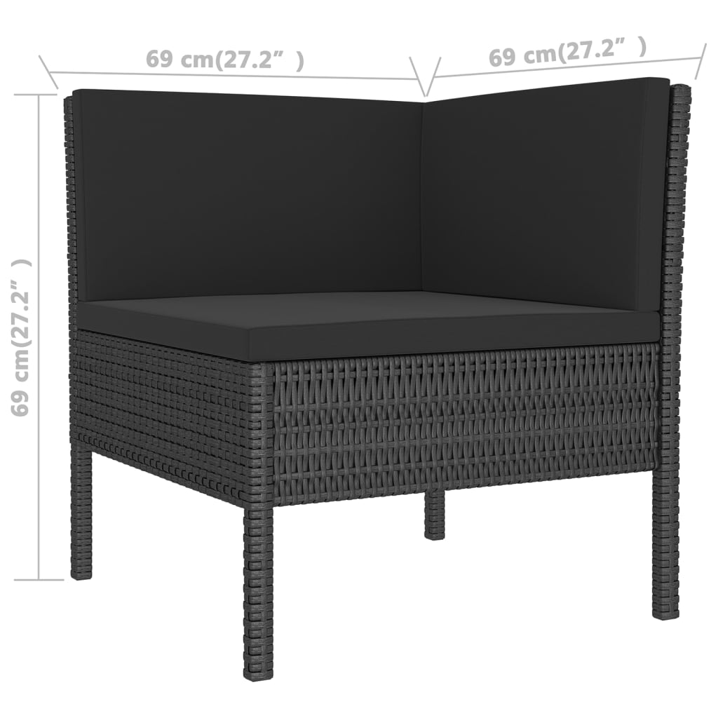 loungesæt til haven 12 dele med hynder polyrattan sort