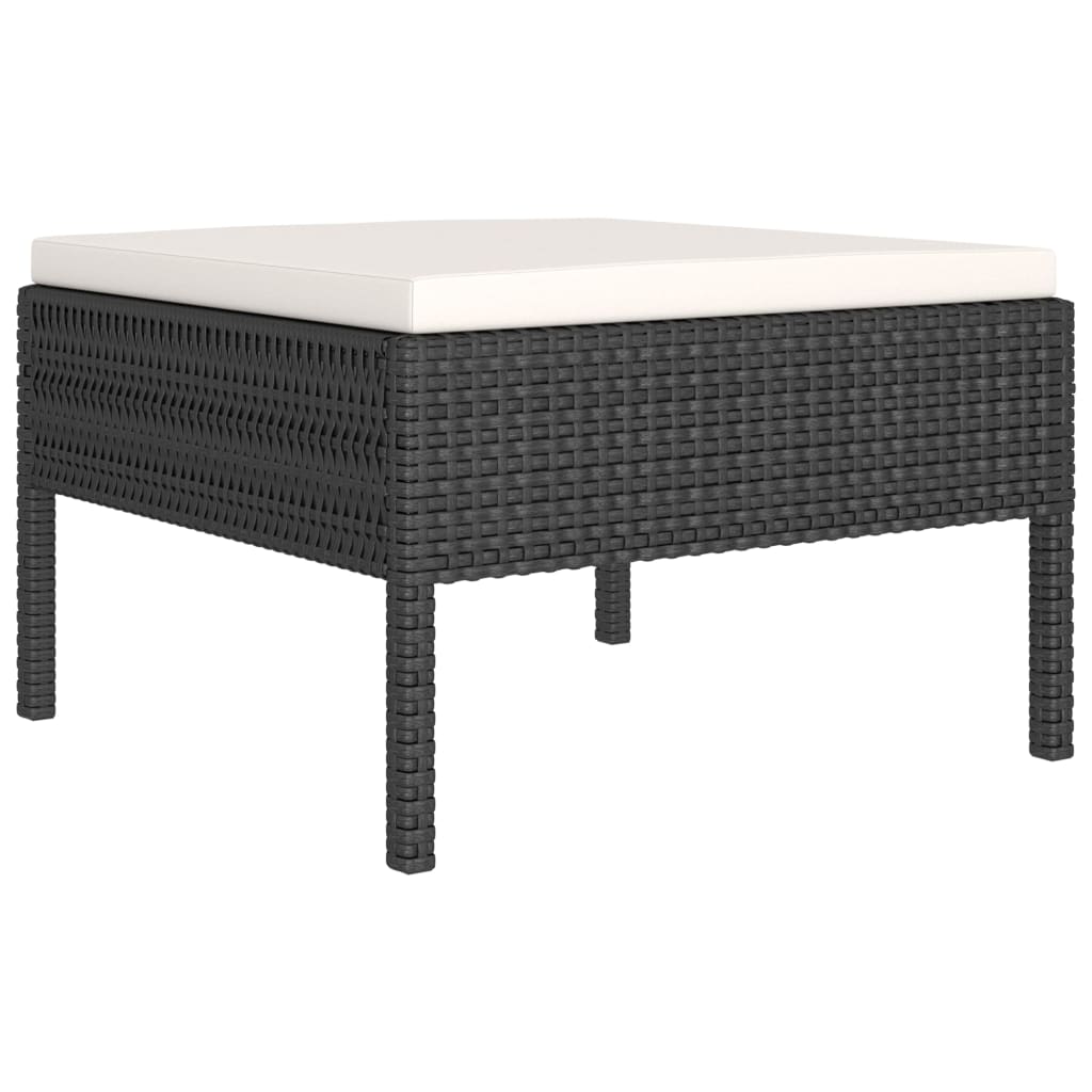 loungesæt til haven 7 dele med hynder polyrattan sort