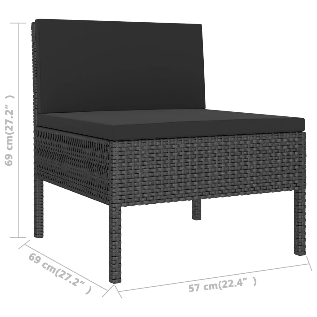 loungesæt til haven 8 dele med hynder polyrattan sort