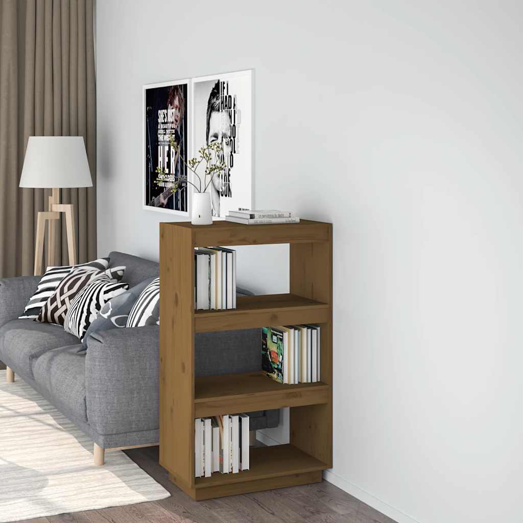 bogreol/rumdeler 60x35x103 cm fyrretræ gyldenbrun billede