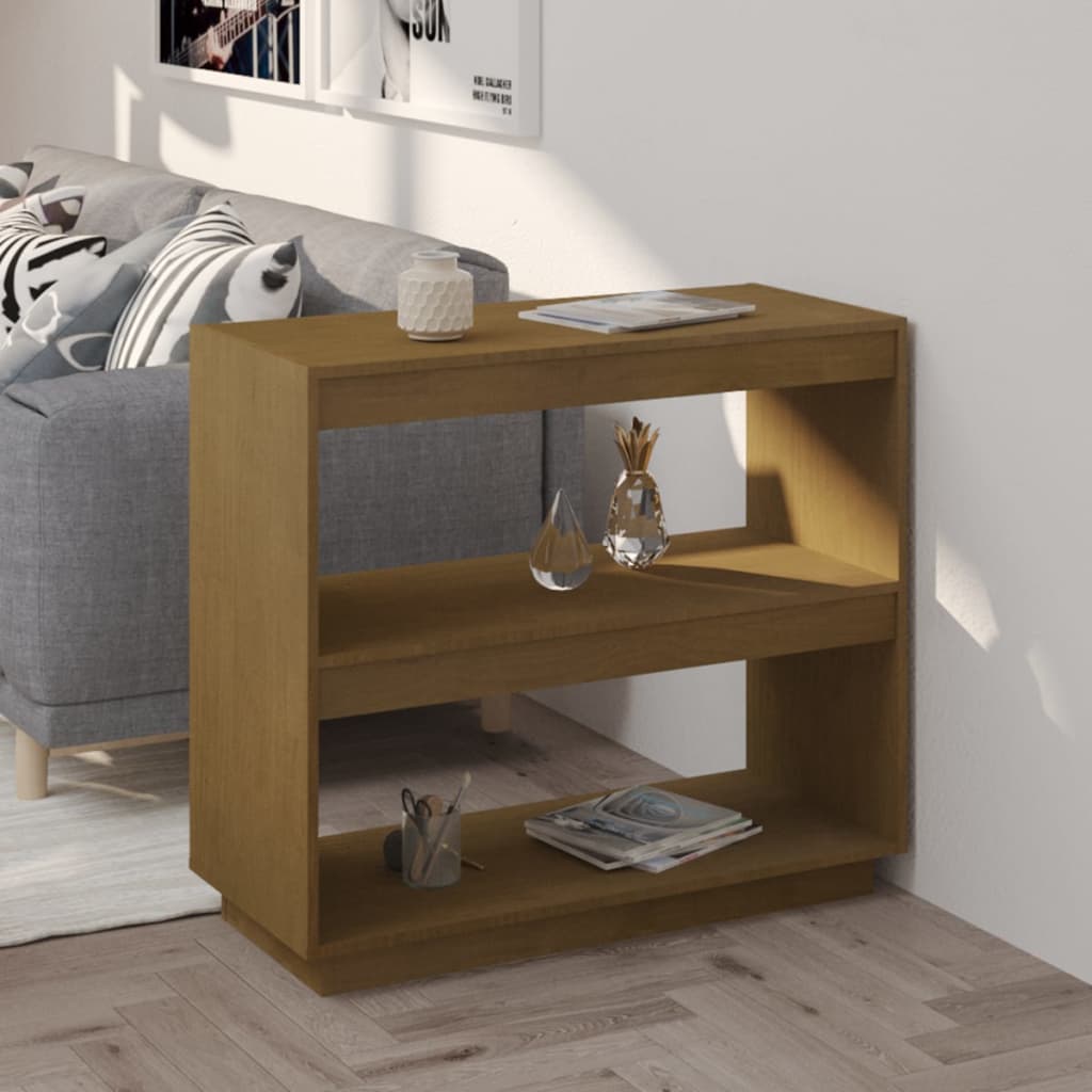 bogreol 80x35x71 cm massivt fyrretræ honningbrun billede