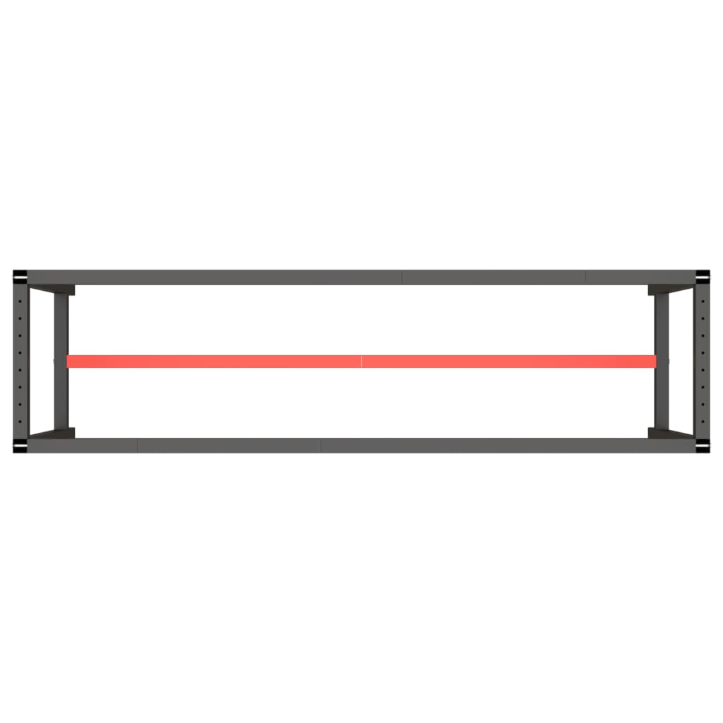 stel til arbejdsbænk 190x50x79 cm metal mat sort og mat rød