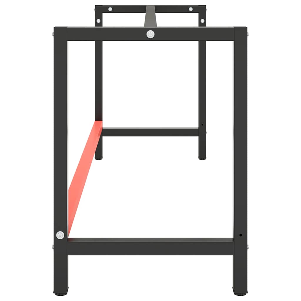 stel til arbejdsbænk 180x57x79 cm metal mat sort og mat rød