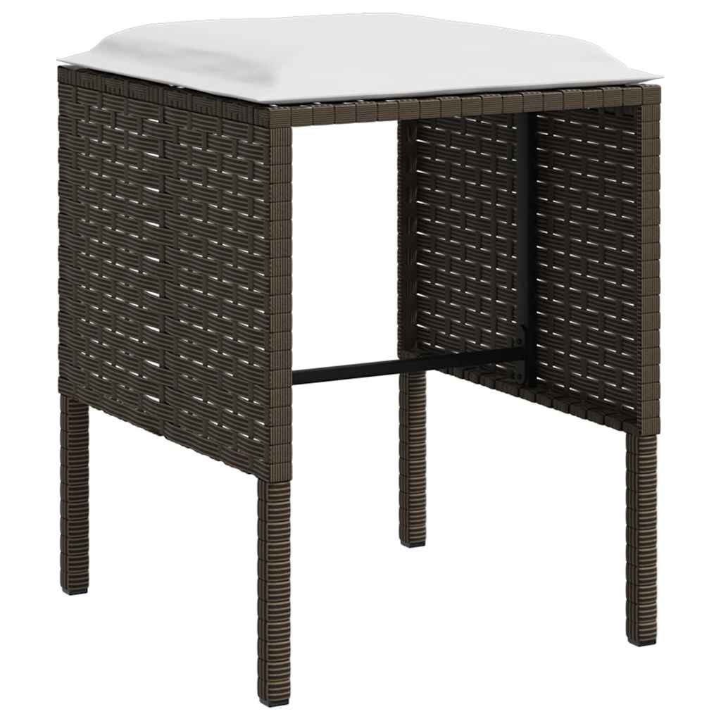 sofasæt med hynder 5 dele L-facon polyrattan brun