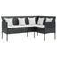 L-formet sofa med hynder polyrattan sort