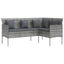 L-formet sofa med hynder polyrattan grå