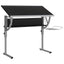 skrivebord 110x53x(58-87) cm konstrueret træ og stål sort grå
