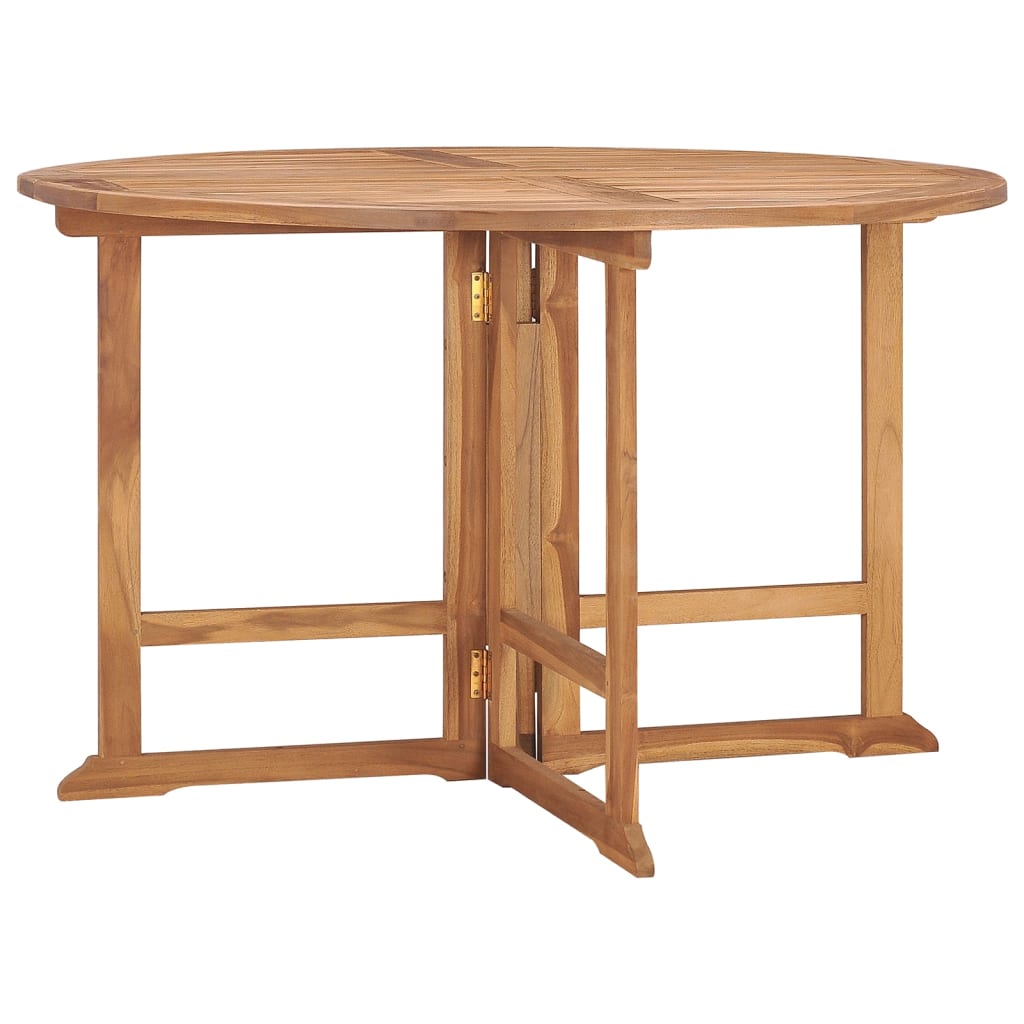foldbart havebord Ø110x75 cm massivt teaktræ billede