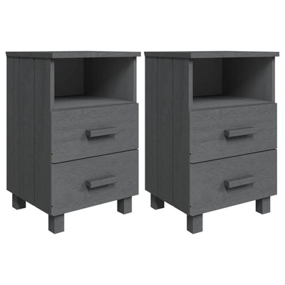 sengebord HAMAR 2 stk. 40x35x62 cm massivt fyrretræ mørkegrå