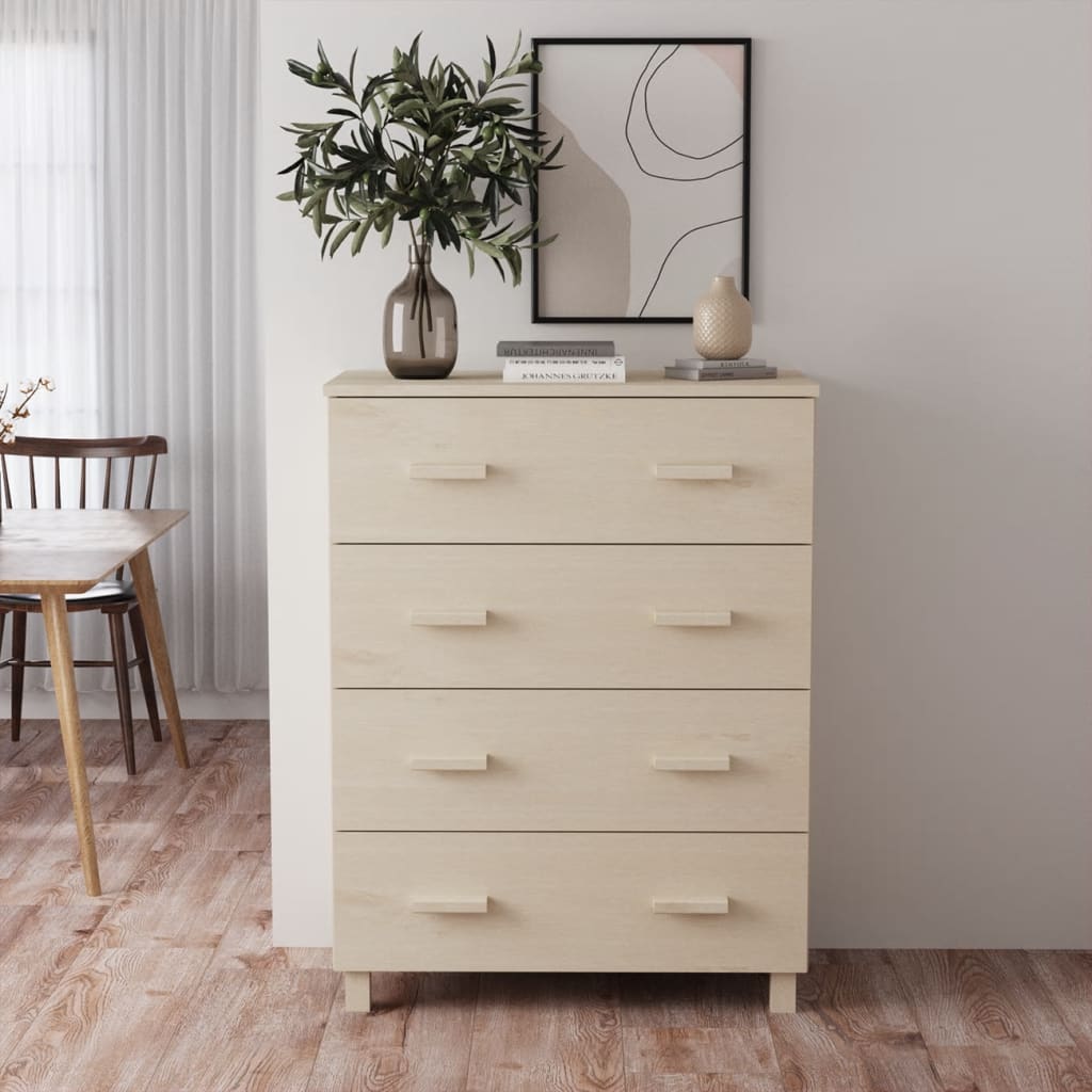 skænk HAMAR 79x40x103,5 cm massivt fyrretræ honningbrun