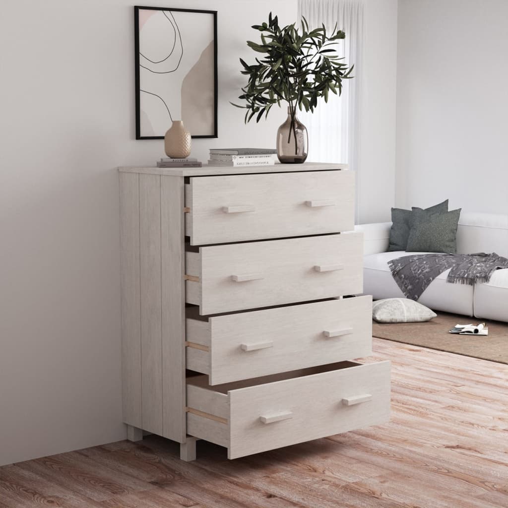 skænk HAMAR 79x40x103,5 cm massivt fyrretræ hvid