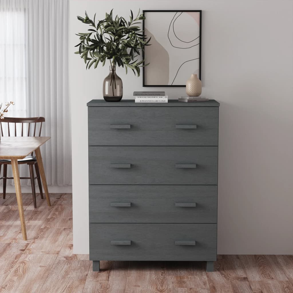skænk HAMAR 79x40x103,5 cm massivt fyrretræ mørkegrå