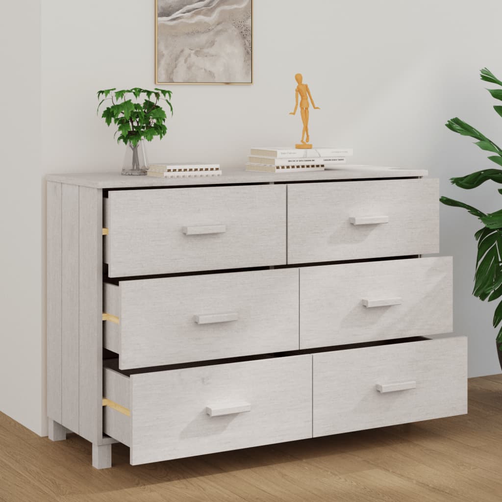 skænk HAMAR 113x40x80 cm massivt fyrretræ hvid