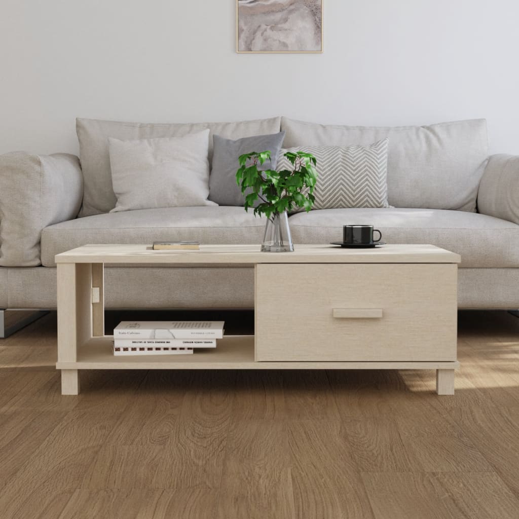 sofabord HAMAR 100x55x35 cm massivt fyrretræ honningbrun