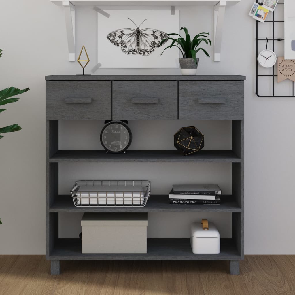 konsolbord HAMAR 90x35x90 cm massivt fyrretræ mørkegrå