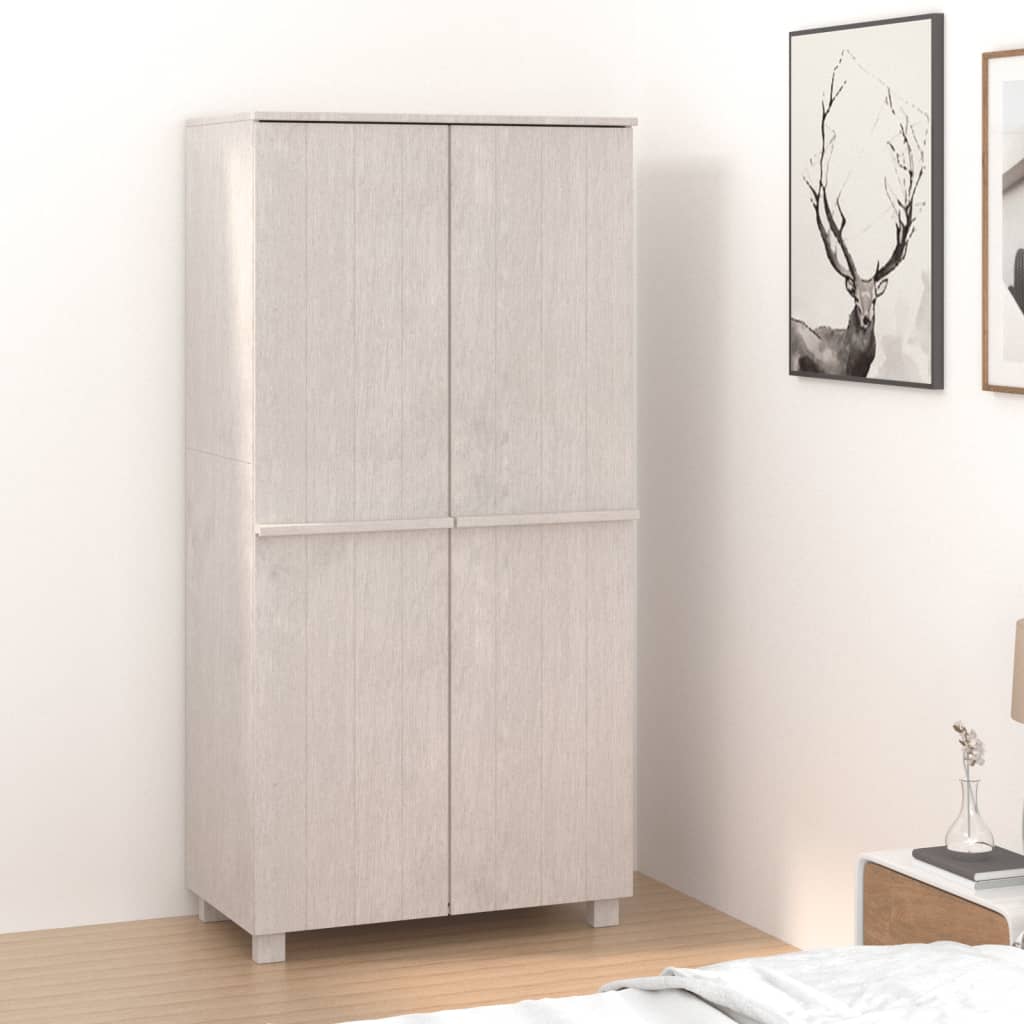 klædeskab HAMAR 89x50x180 cm massivt fyrretræ hvid billede