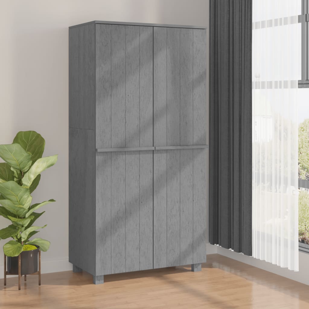 klædeskab HAMAR 89x50x180 cm massivt fyrretræ mørkegrå billede