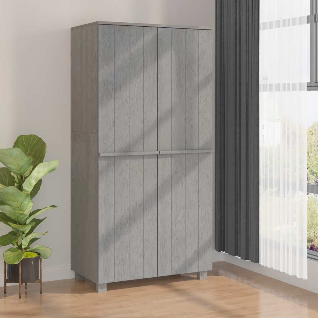 klædeskab HAMAR 89x50x180 cm massivt fyrretræ lysegrå billede