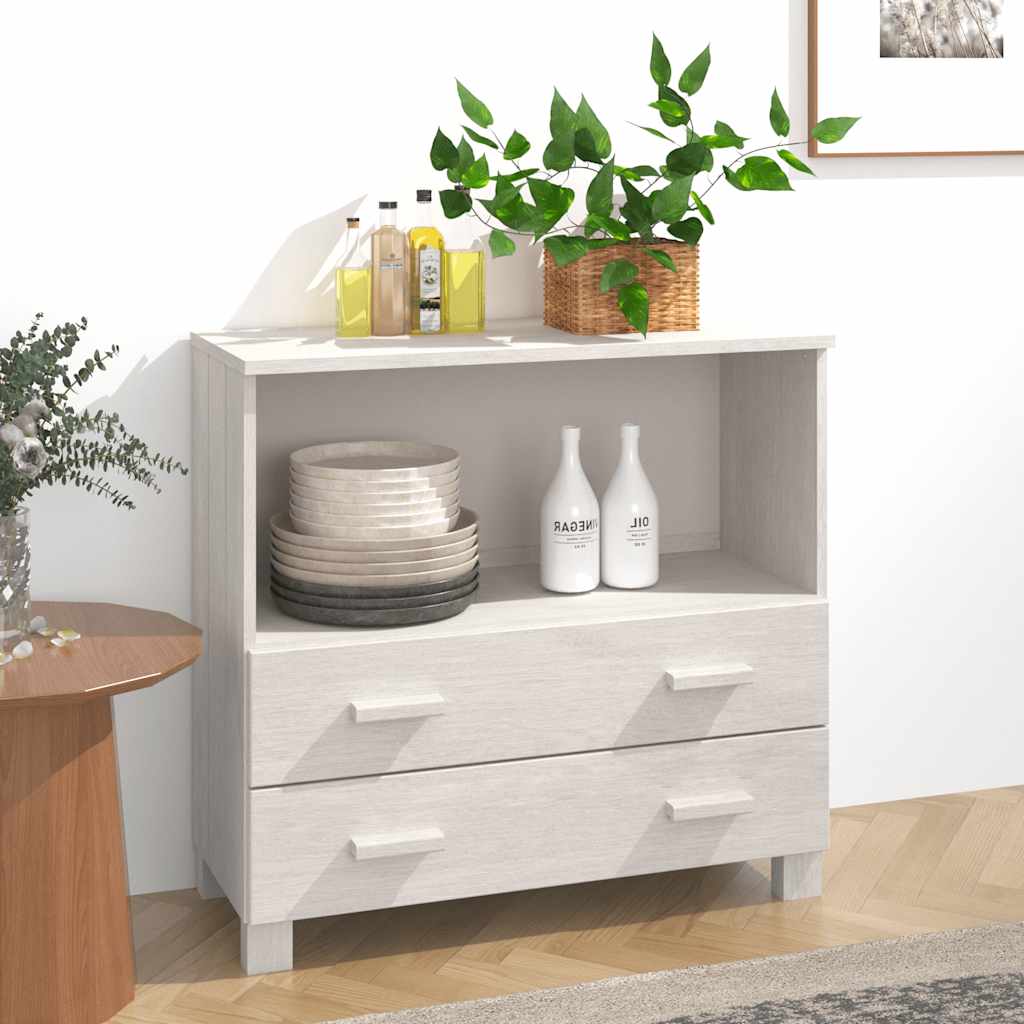 skænk HAMAR 85x35x80 cm massivt fyrretræ hvid