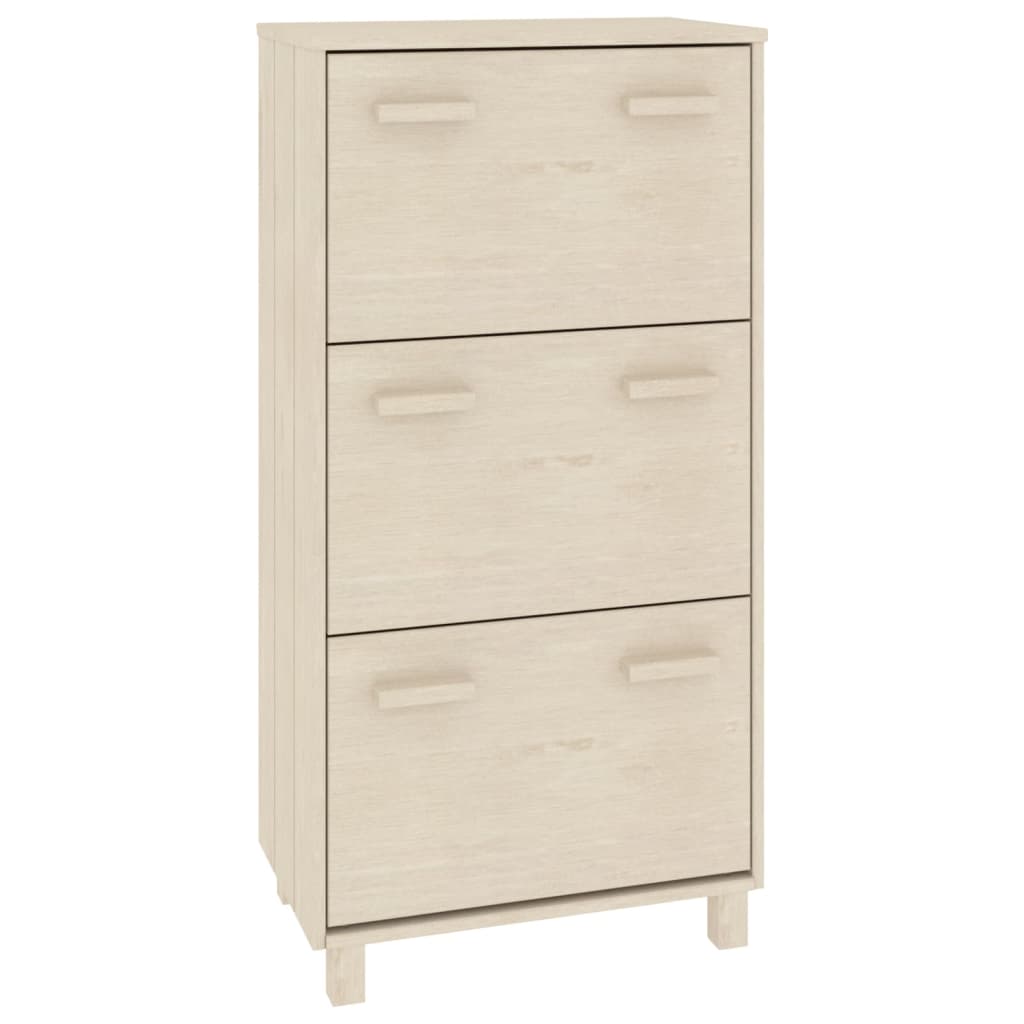 skoskab HAMAR 59,5x35x117 cm massivt fyrretræ honningbrun