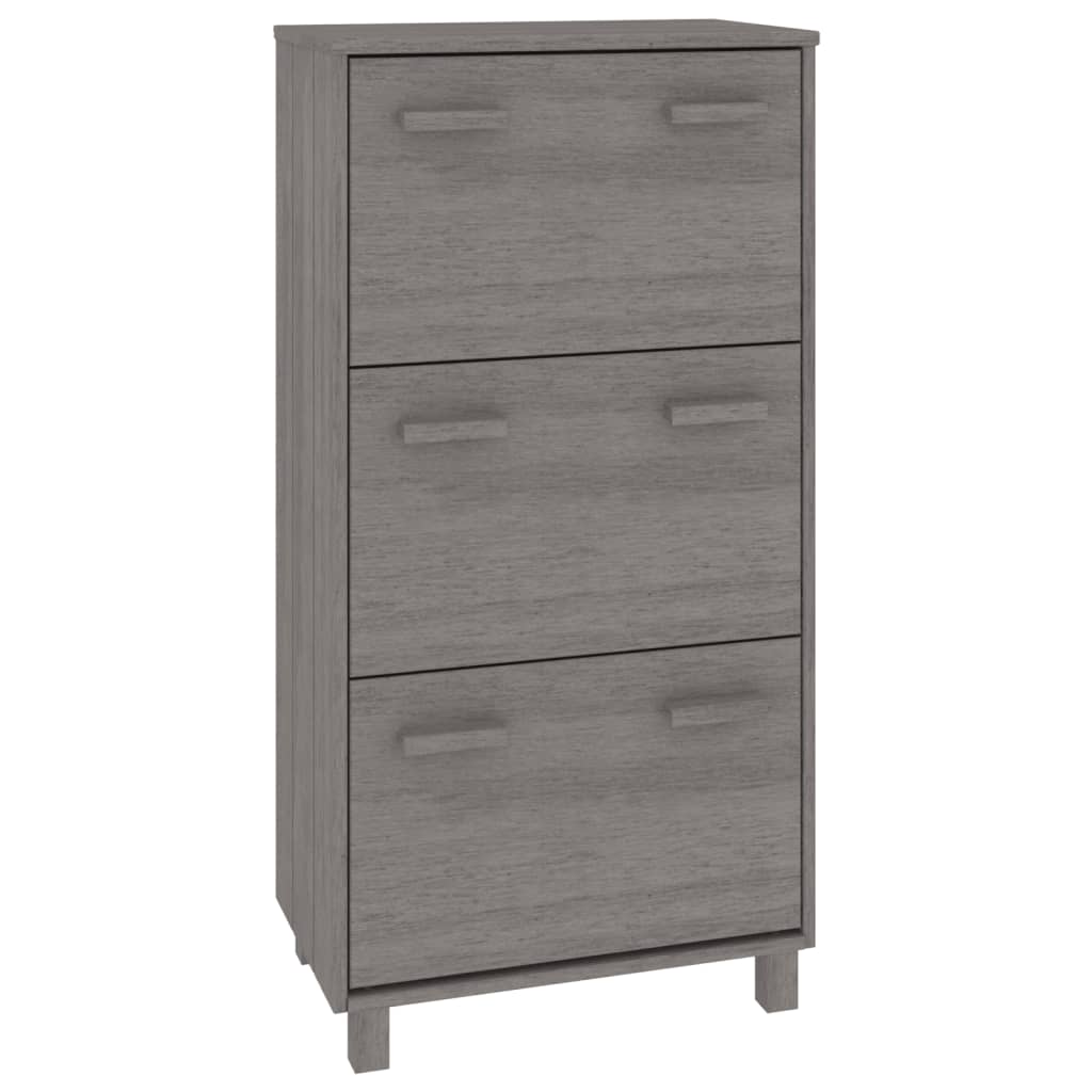 skoskab HAMAR 59,5x35x117 cm massivt fyrretræ lysegrå