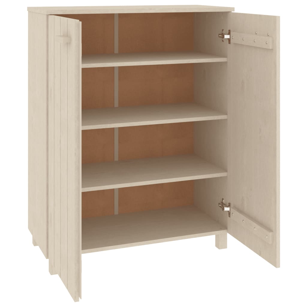 skoskab HAMAR 85x40x108 cm massivt fyrretræ honningbrun