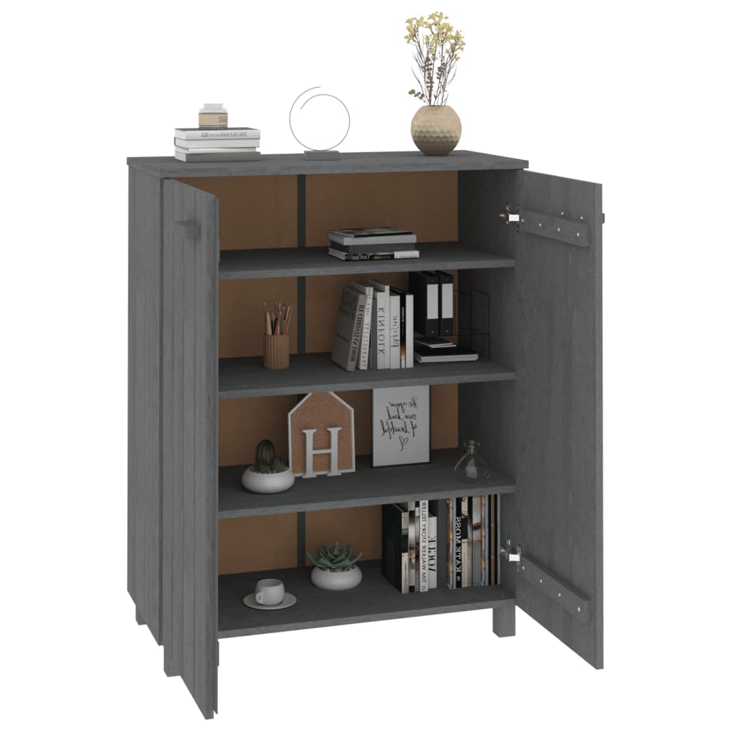 skoskab HAMAR 85x40x108 cm massivt fyrretræ mørkegrå