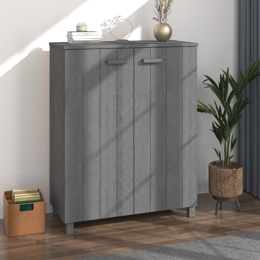 skoskab HAMAR 85x40x108 cm massivt fyrretræ mørkegrå