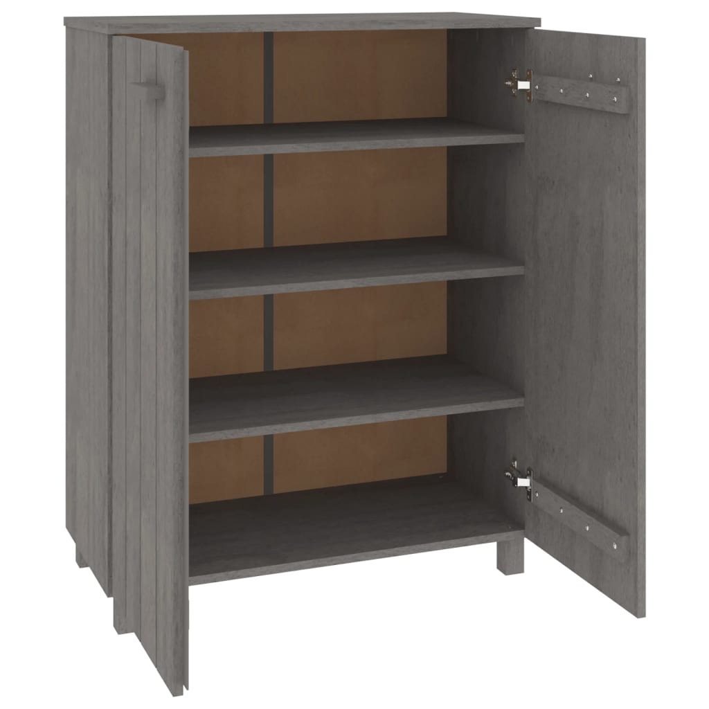 skoskab HAMAR 85x40x108 cm massivt fyrretræ lysegrå