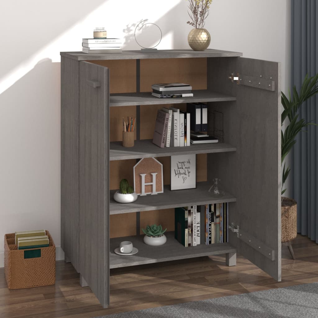 skoskab HAMAR 85x40x108 cm massivt fyrretræ lysegrå