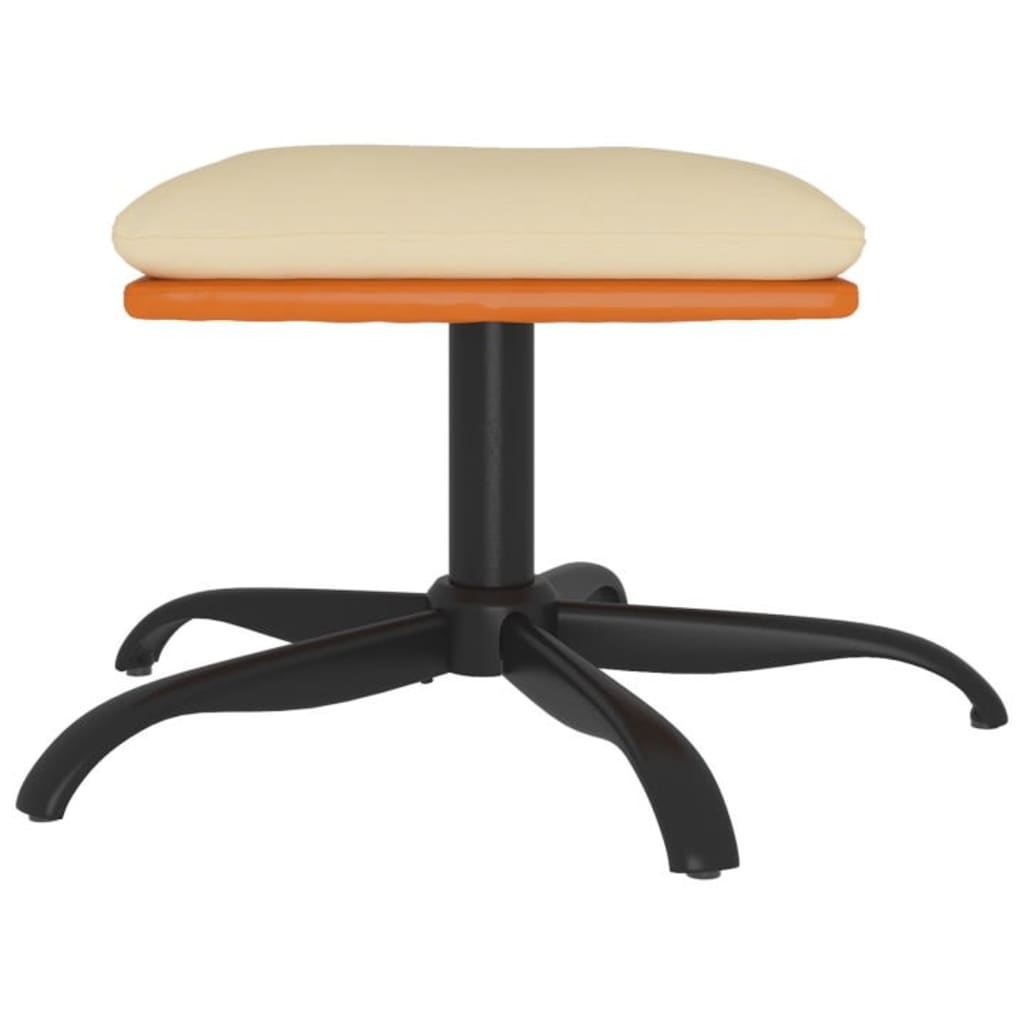 fodskammel 60x60x36 cm stof og kunstlæder cremefarvet