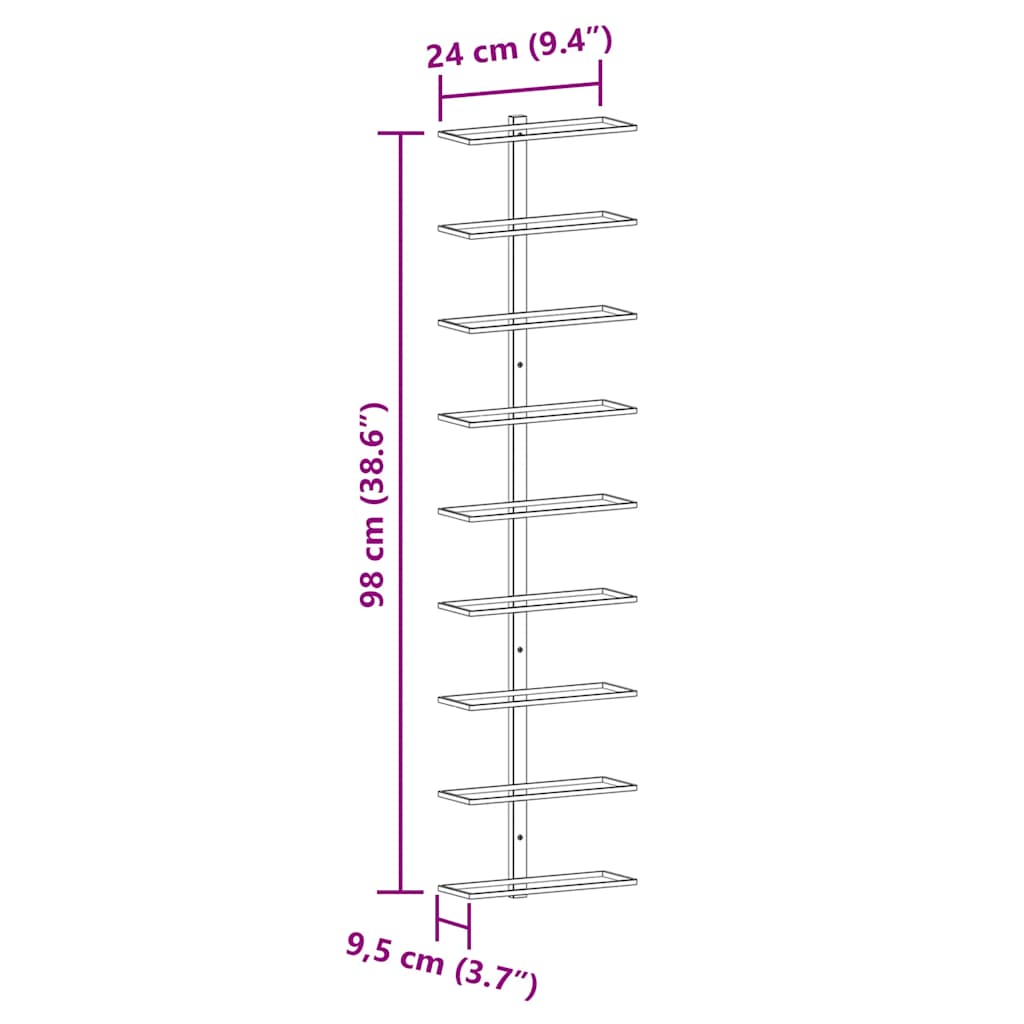 væghængte vinreoler 2 stk. til 9 flasker jern hvid