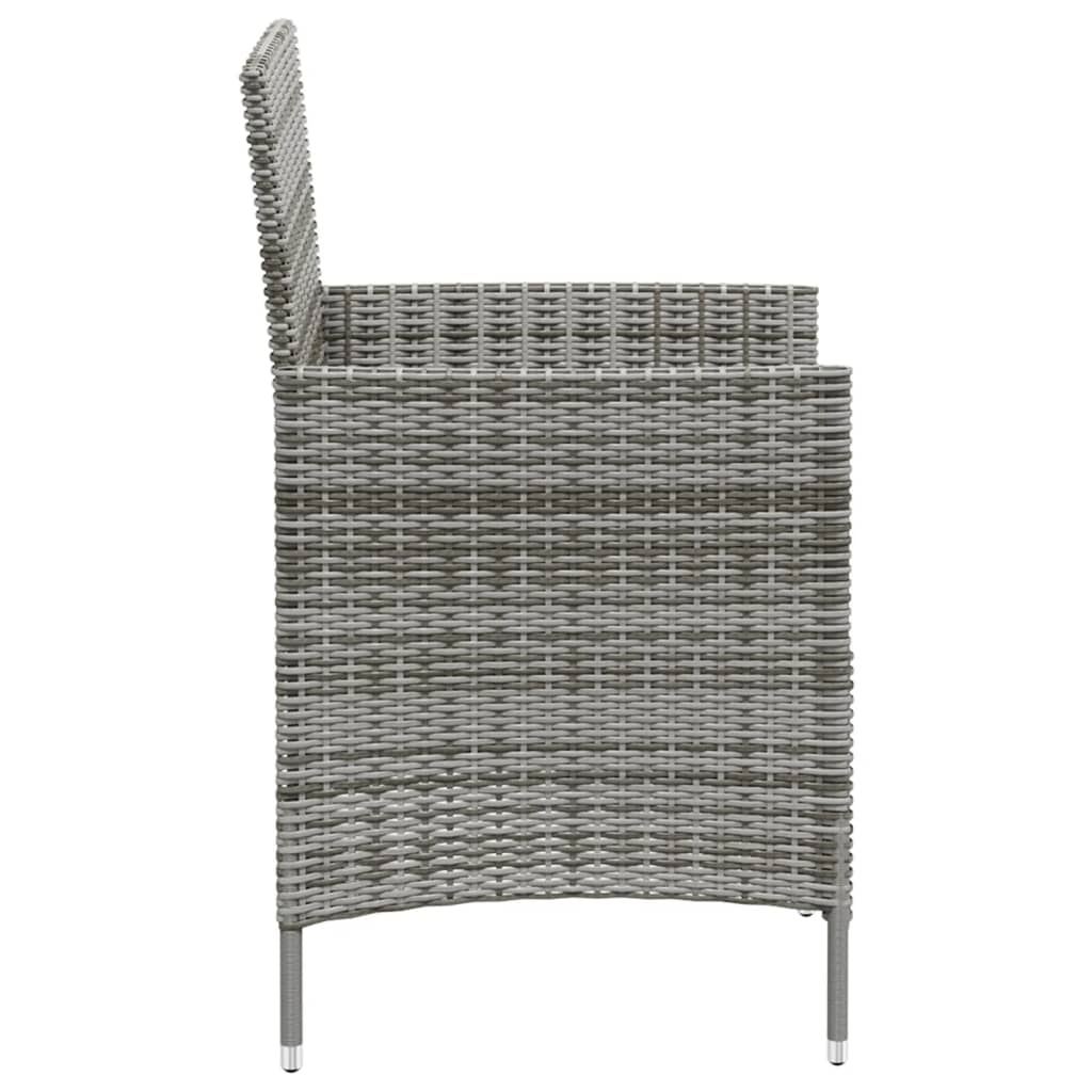 udendørs spisebordssæt 3 dele med hynder polyrattan grå